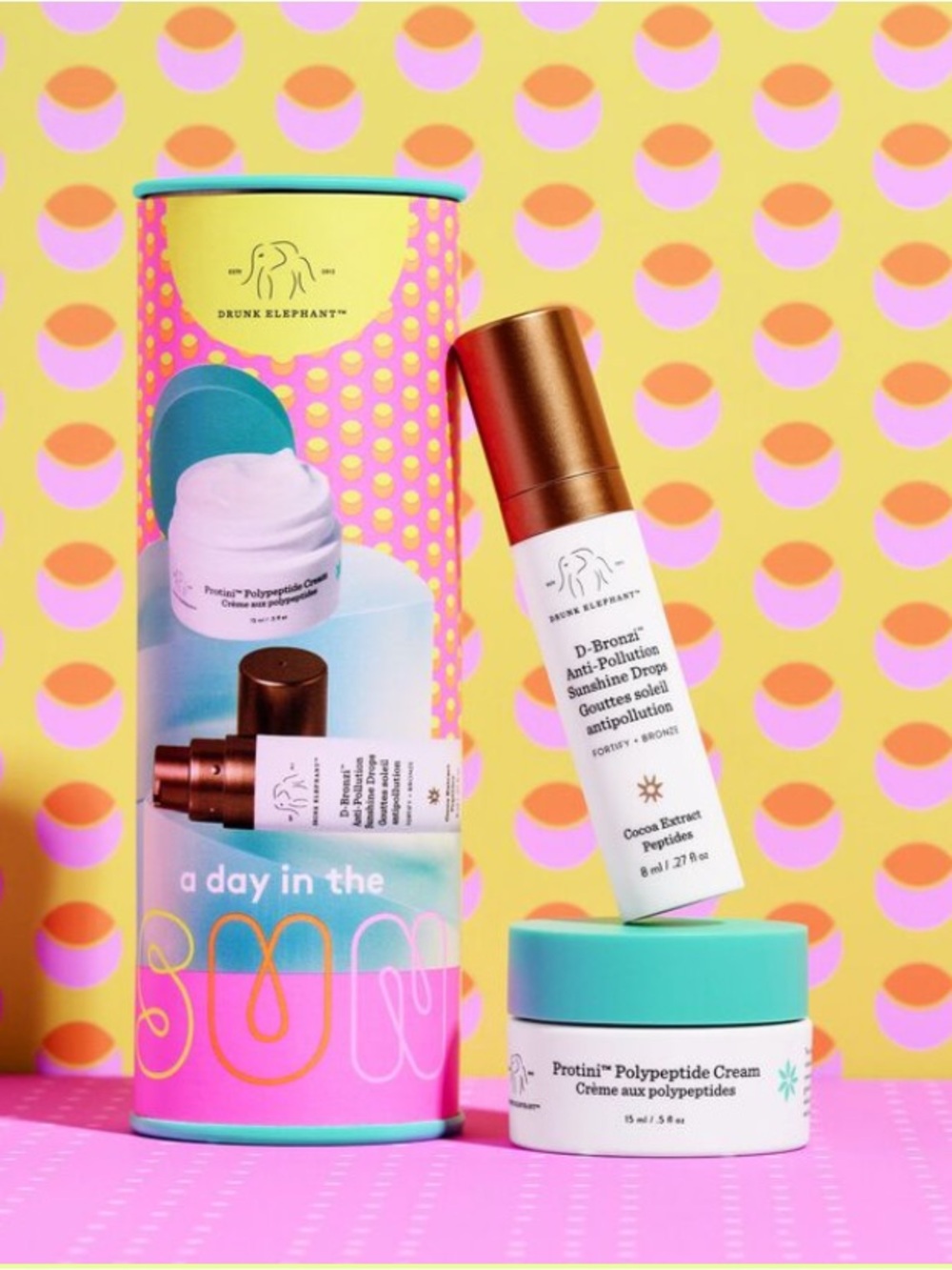 NIB Drunk Elephant A Day in the Sun Travel Duo Protini Cream & D-Bronzi Drops